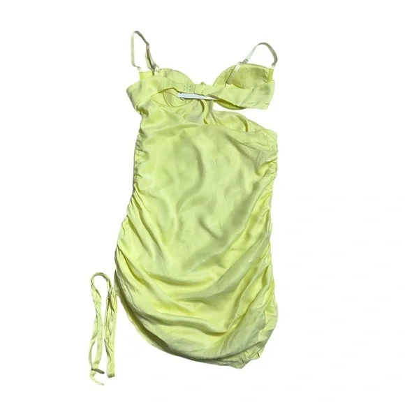 For Love & Lemons Yellow Ruched Rana Mini Dress US S - Picture 10 of 12